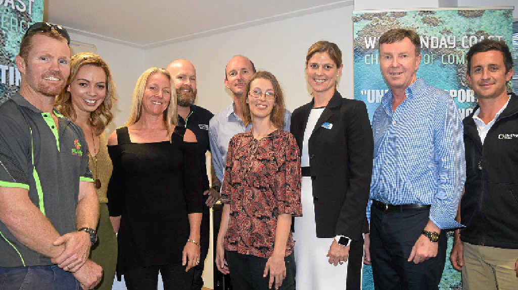 THE COMMITTEE: Matt Stokes, Mei Elson, Judy Porter (secretary), Jimmy Duncan, Mark Beale (vice-president), Megan Taylor, Anne-Marie Oxley, Paul Burke (treasurer) and Luke McCaul at the Chamber of Commerce meeting on Wednesday night.